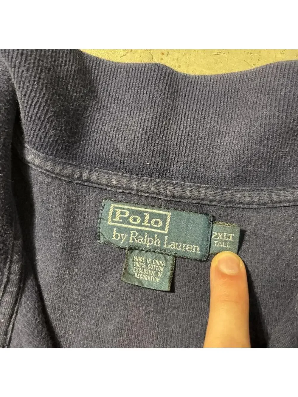 Vintage Y2K Polo Ralph Lauren Quarter Zip Pullover Navy Mens 2XLT Tall